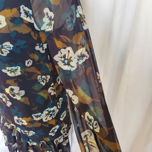 CAbi Pirouette Floral Semi Sheer Long Sleeve Tiered Dress Style 3460 Size XS - Picture 9 of 12